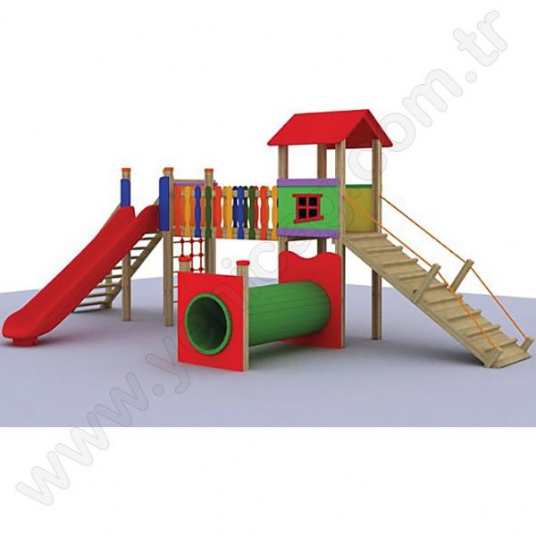Kırmızı Ahşap Oyun Parkı